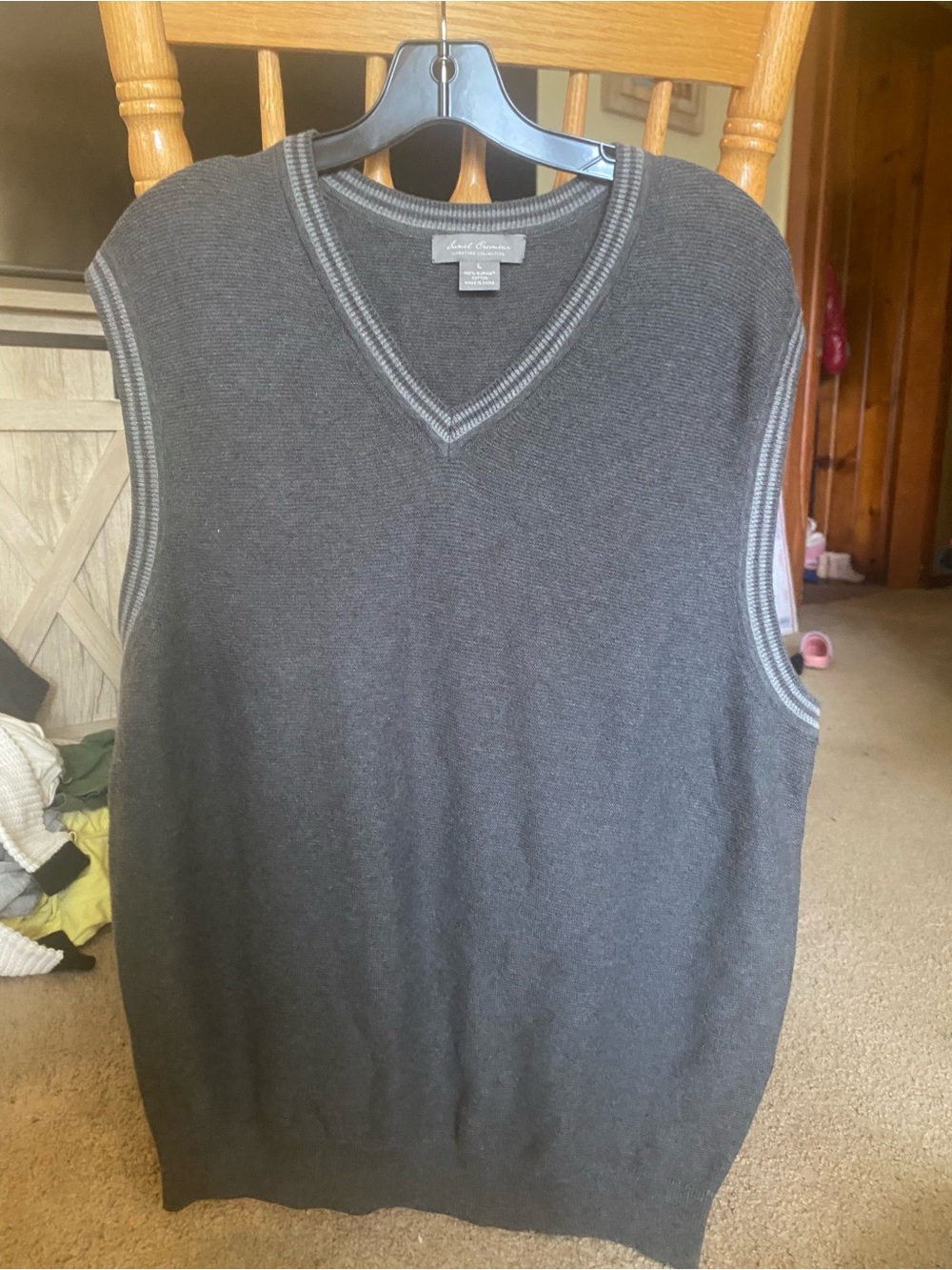 Daniel Cremieux Supima Cotton Gray V-Neck Vest Large Academia